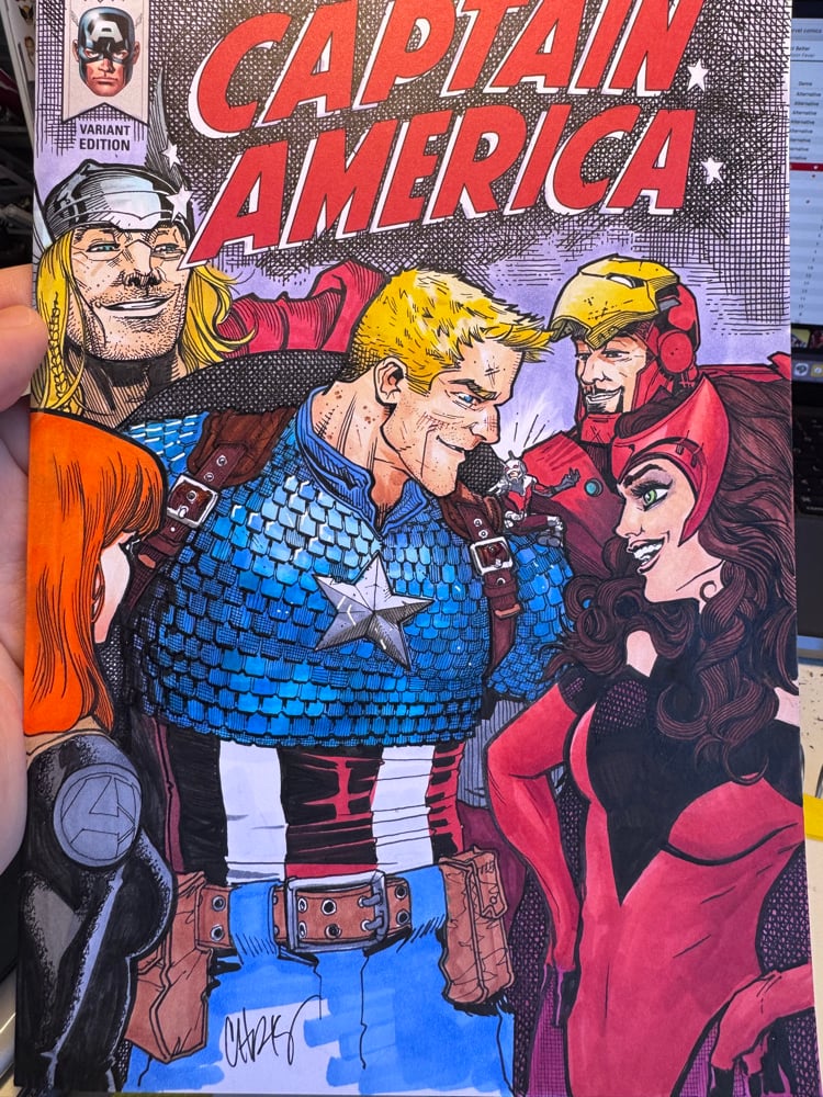 Image of Captain America sketch cover (cap, widow, ant man, Thor iron man and scarlet witch 