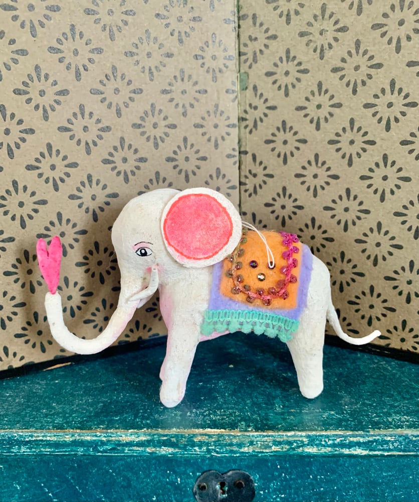 Image of Spun Cotton Elephant Ornament 