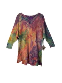 Image 9 of ♻️ UPCYCLED XS/S Cotton Blend Spring Sweater in Bright Overdye Ice Dye