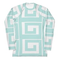 Image 1 of TIFFY BLUE GEO Women's Rash Guard Long-Sleeve Tee 