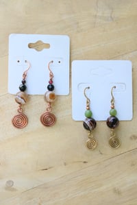 Image 1 of Botswana Agate Swirly Beaded Earrings