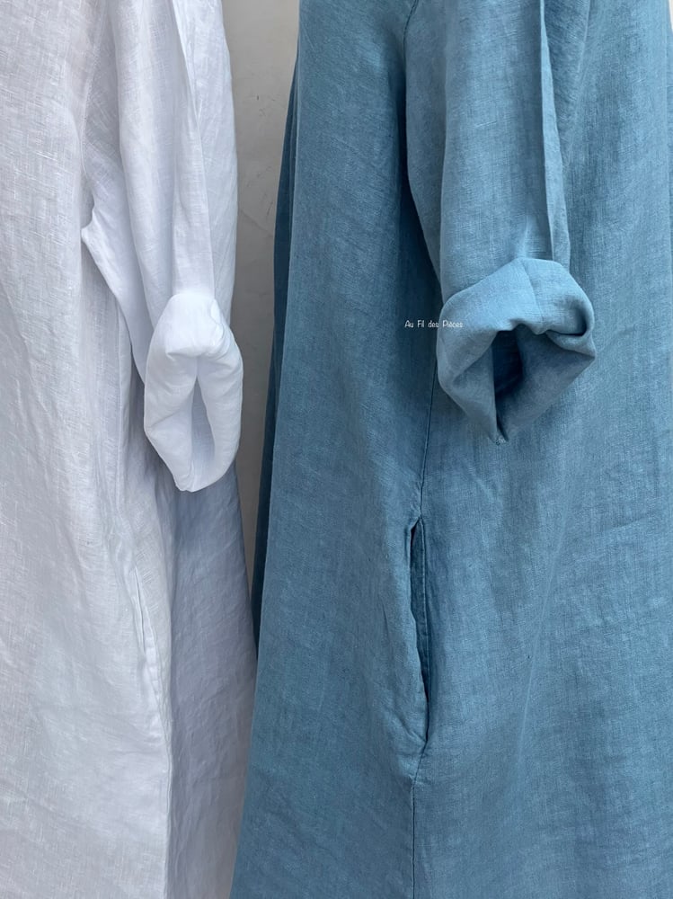 Image of Robe En Lin Daphné Bleu Jean's Dust