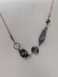 Image 5 of Snowflake Obsidian Semi Precious Stone & Handspun Bead Statement Necklace