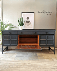 Image 5 of Stunning Mid Century Nathan Long Sideboard in Dark Grey with Black Handles