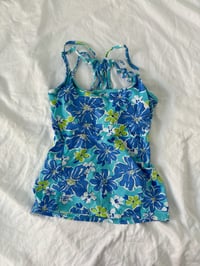 Image 1 of 00s blue floral top // M