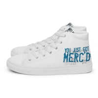 Image 2 of YOU JUST GOT MERC'D (White) - Men’s high top canvas shoes