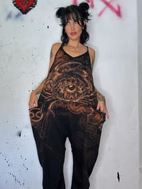 Image 3 of “CANCER” CUSTOM BLEACH PAINTED BAGGY ROMPER MEDIUM