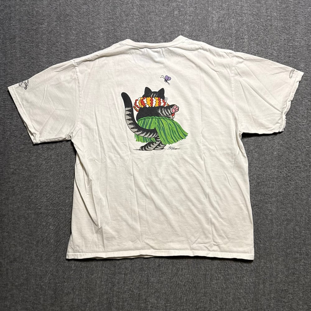 Image of 1990s B Kilban Cat Hawaii Graphic Tee (L)