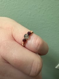 Image 2 of Size 5 Garnet & Moss Agate Copper Ring