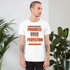 (Grey & Orange) (Progress Over Perfection) Short-Sleeve Unisex T-Shirt (White)