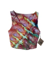 Image 3 of S Crop Fitted V Tank in Bold Tones Ice Dye