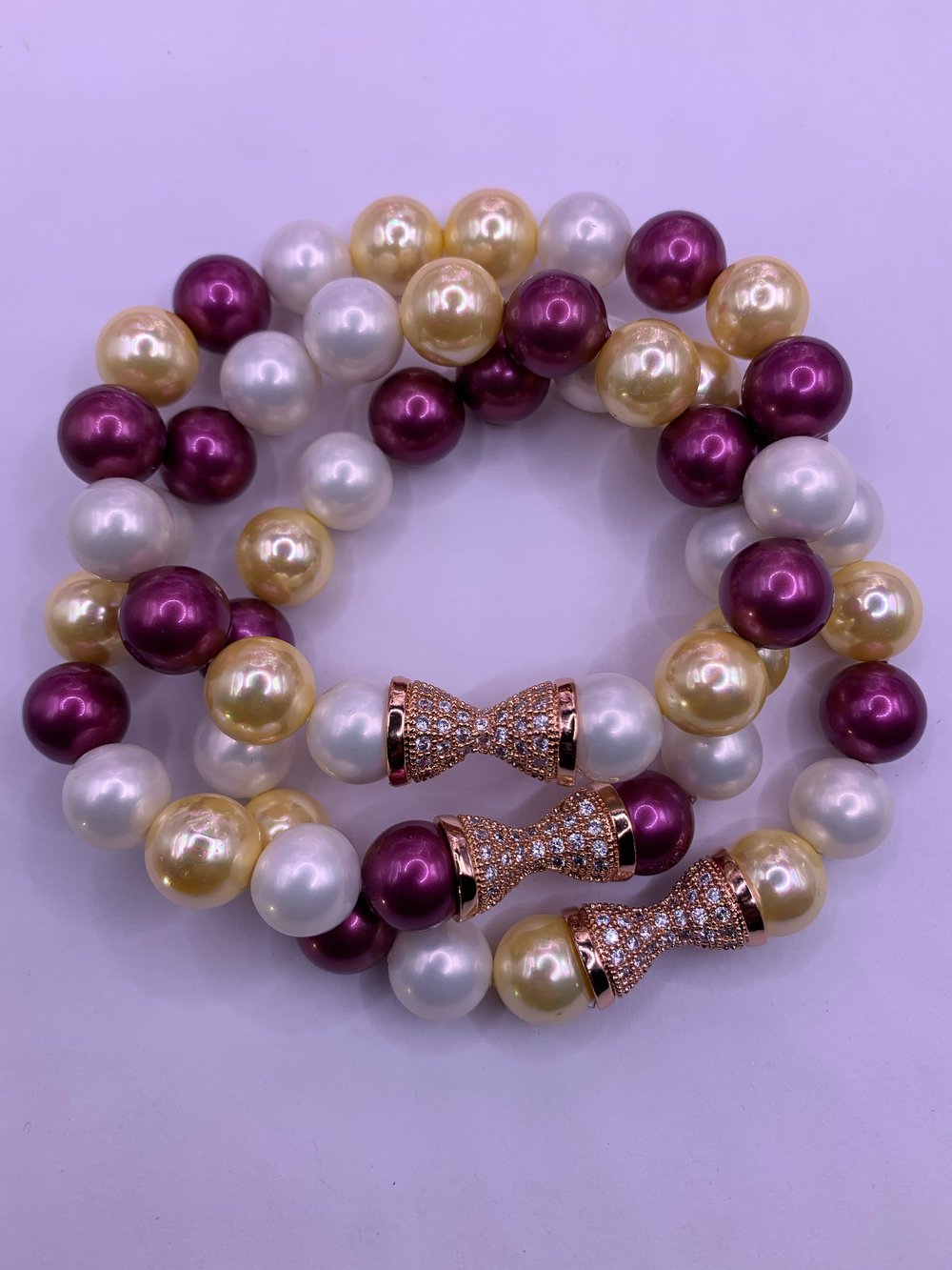 Image of Raspberry Pearl Beaded Bracelet
