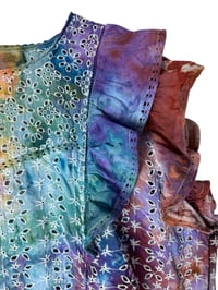 Image 3 of ♻️ UPCYCLED XXL Eyelet Pinafore Top in Earthy Rainbow Watercolor Ice Dye