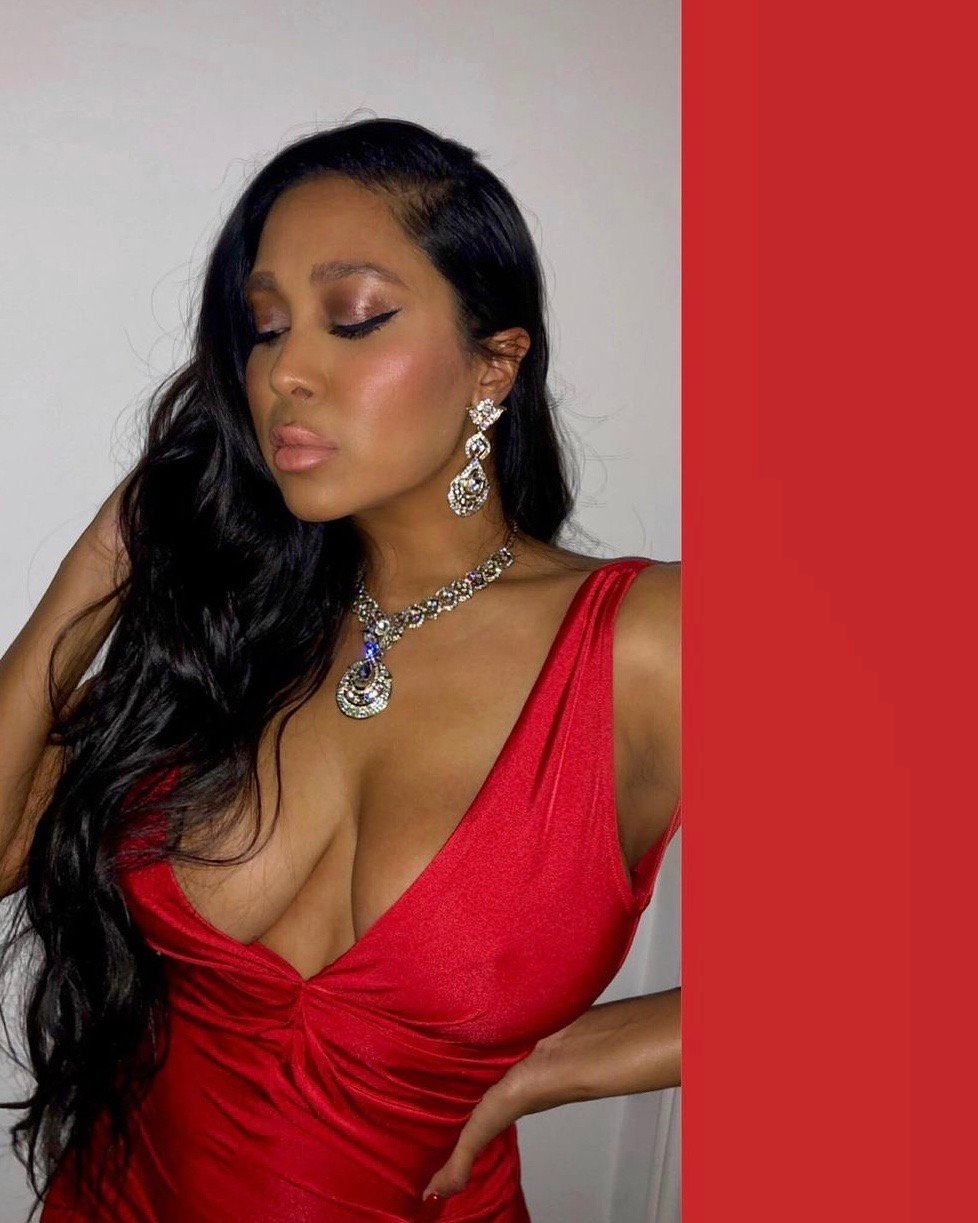 Image of RED EXTRA LONG GOWN WITH FRONT SLIT (SMALL)