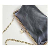 Image 4 of Pleated Black Leather Handbag 