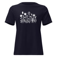 Image 2 of Women's Relaxed T-Shirt, Minimalist White Wildflowers T-Shirt | Simple Botanical Graphic Tee