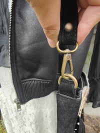Image 4 of Yellowstone cowboy print suede fringe black