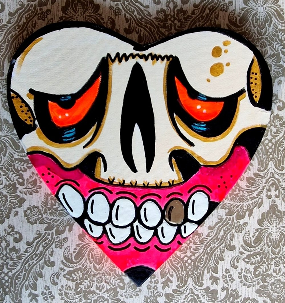 Love skull Bone  (Limited availability each canvas are unique and vary slightly ) 