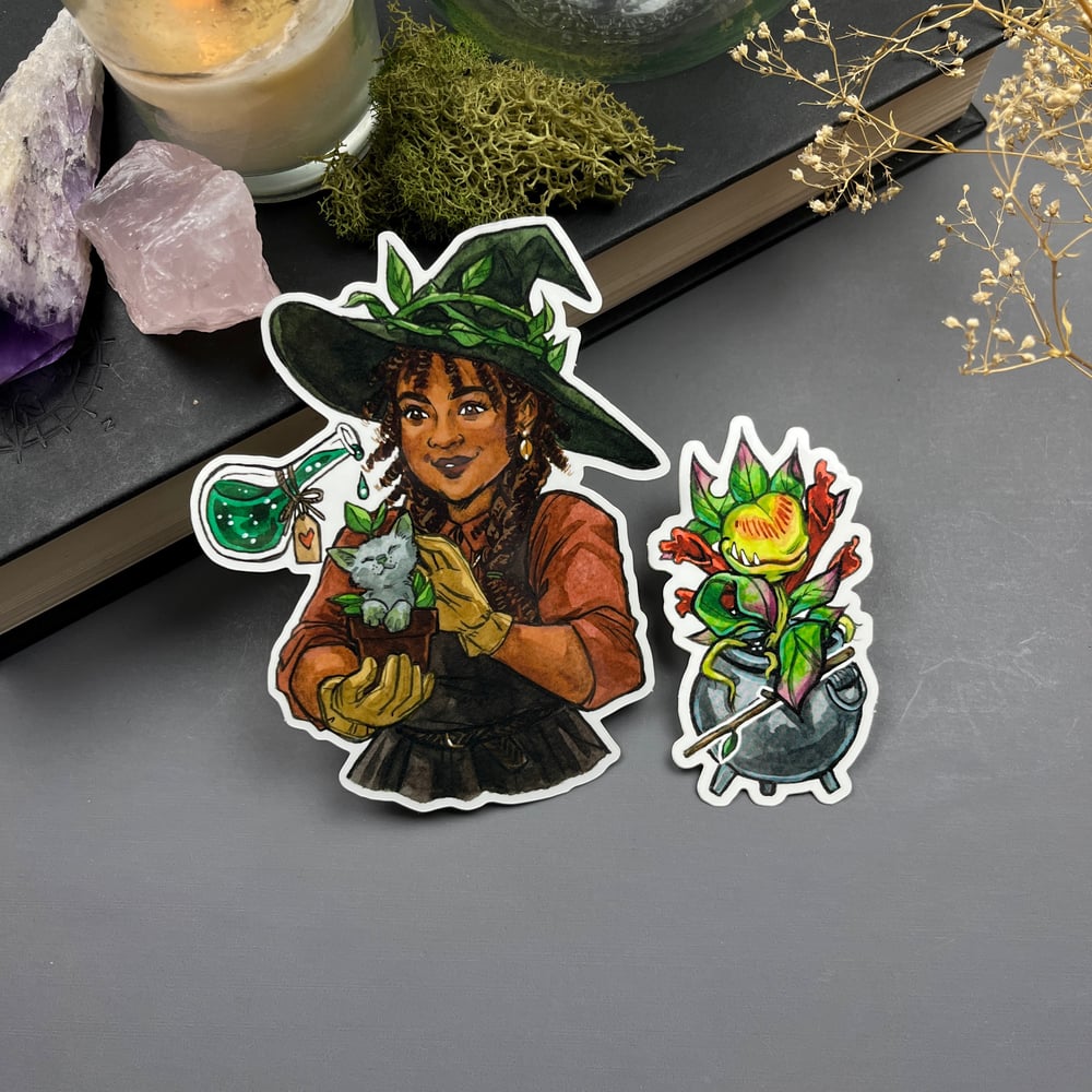 Magical Plant Familiar Witch Sticker Duo