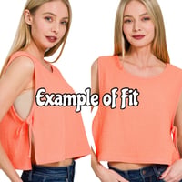 Image 7 of S 100% Cotton Woven Side-Tie Top in Appalachian Sunset Watercolor