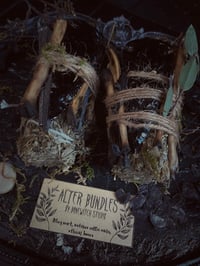 Image 3 of Alter bundles with mugwort, coffin nails, obsidian, and bones 