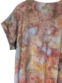 Image 9 of M 100% Cotton Short T-Shirt Dress with Pockets in Sedona Watercolor Ice Dye