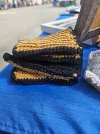 Image 3 of Crocheted Two Sided Dish Scrubby: Cotton & Wool Reusable Cleaning Pad