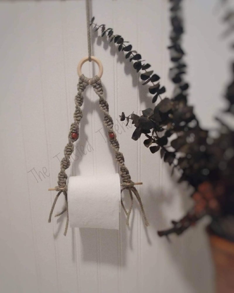 Image of Macrame Toilet Paper Holder, Boho bathroom hanger,Colorful bath decor