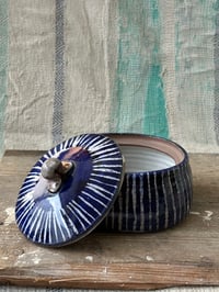 Image 1 of Blue striped butter dish