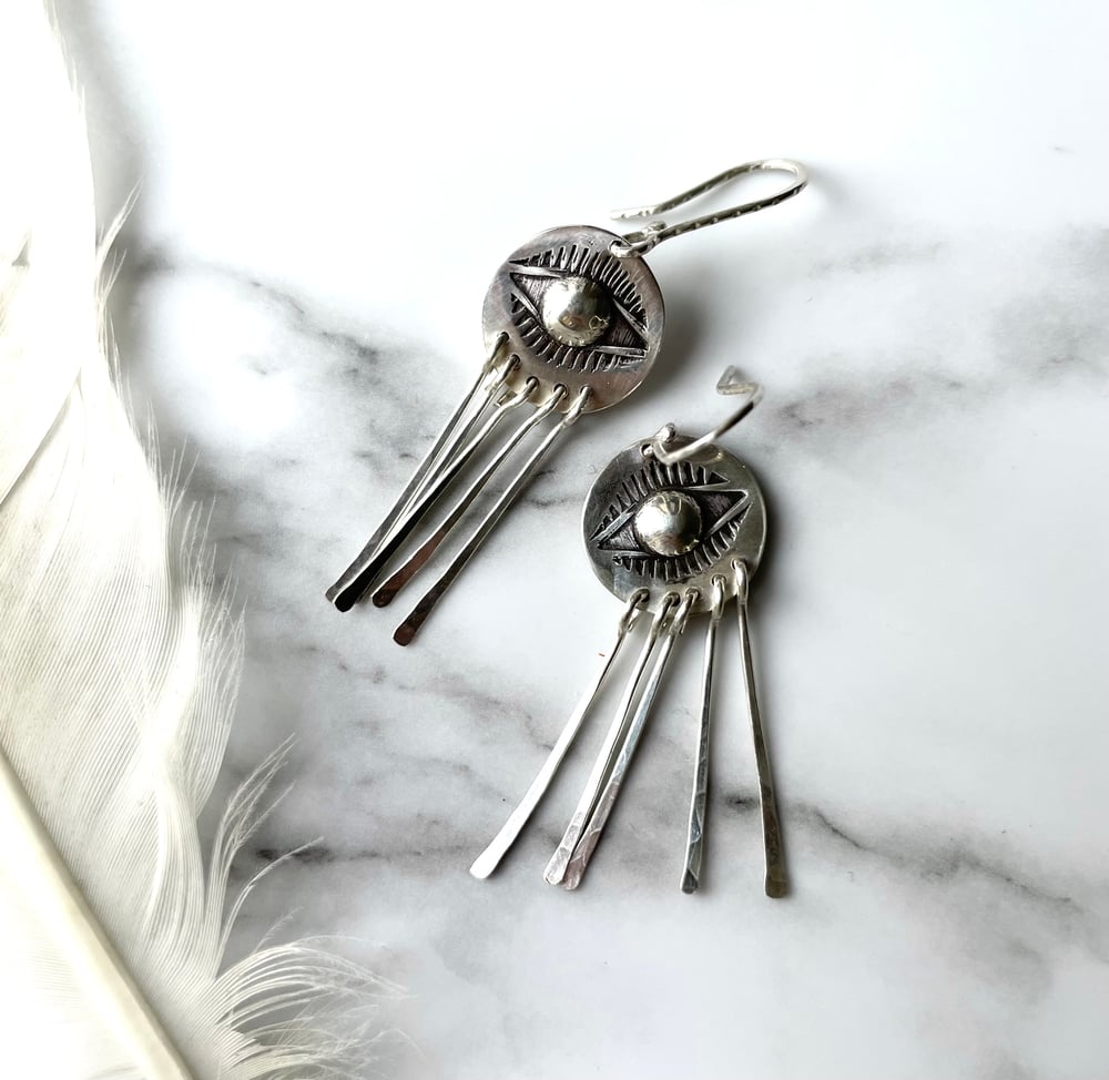 Silver Evil Eye Earrings Handmade Sterling Silver 925