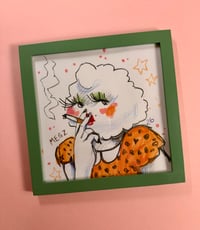 Cloud babe smokin in cheetah print FRAMED (original)