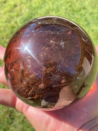 Image 12 of Large Smoky Quartz With Golden Rutile Sphere #1770