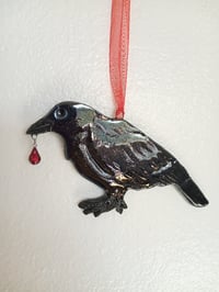 Image 1 of Crow Wall Hanging Red Jewel
