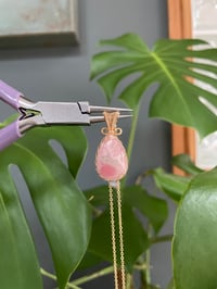 Image 4 of Gold Rhodochrosite Teardrop Crystal Necklace