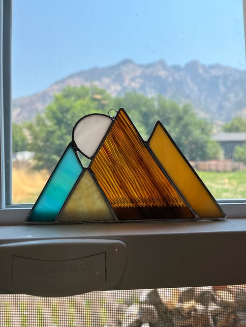 Image of Moon Mountain Range-stained glass