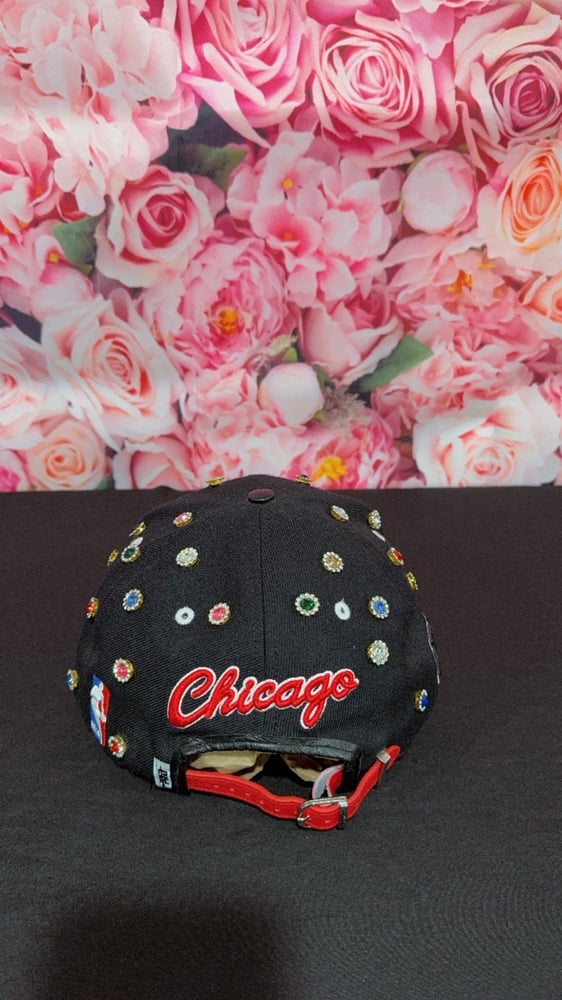 Image of 1 of 1 Unisex (Red & Black) Chicago Bulls  SnapBack stones hat 