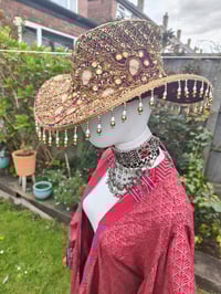 Image 2 of Dolly cowboy hat - recycled sari fabric burgundy