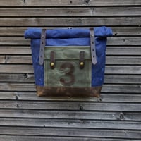 Image 1 of Motorcycle bag in waxed canvas waterproof with leather base