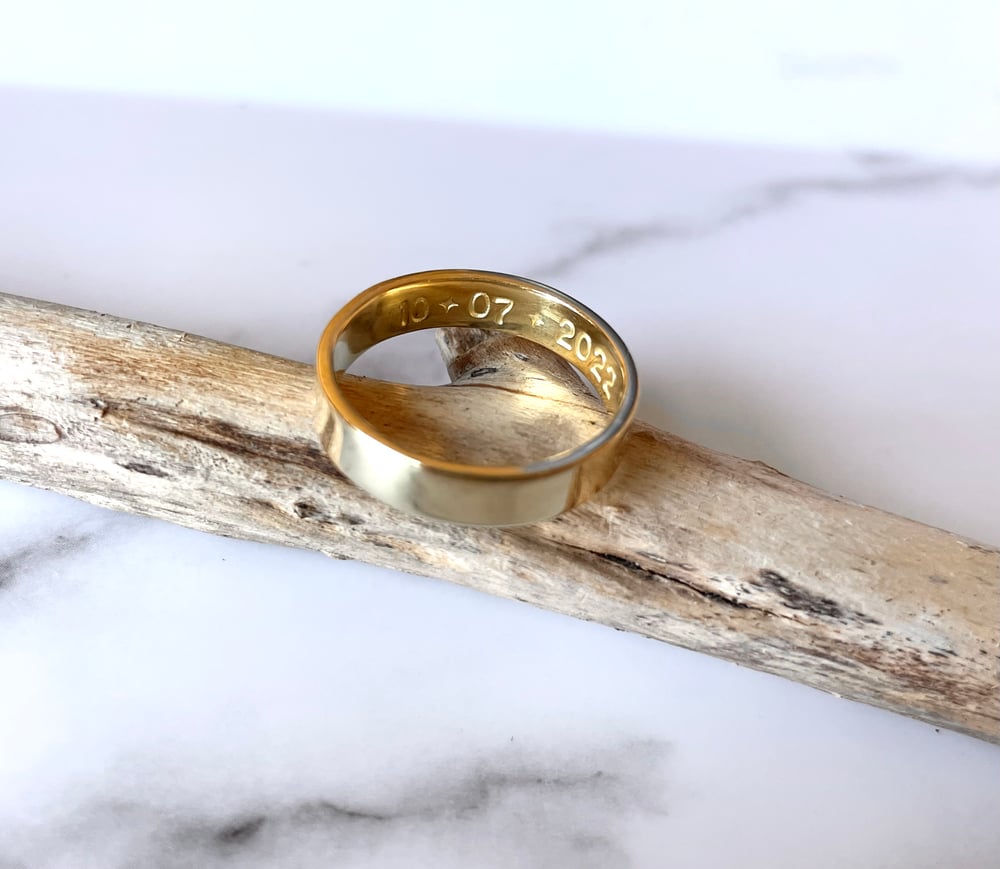 Celestial 9ct Gold Wedding Ring With Sun AND Moon Stamps. Celestial Wedding Band