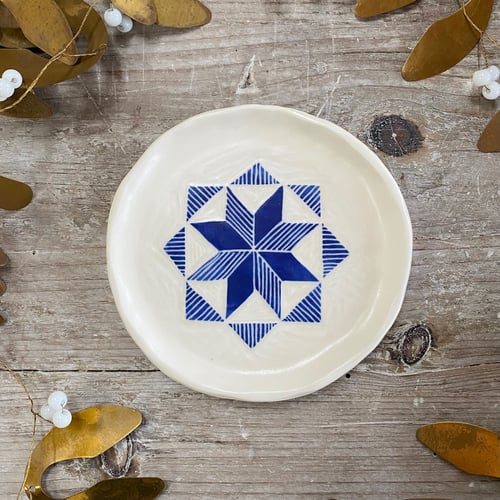 Image of Blue Quilt Star Mini Plate/Trinket Dish