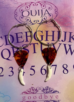 Image of Guitar Pick + Coyote Teeth Hoop Earrings