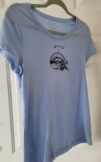 Image 2 of Size L Light Blue Block Printed T-Shirt