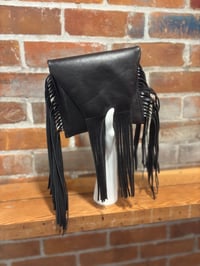 Image 4 of Major Fringed Black Leather Clutch