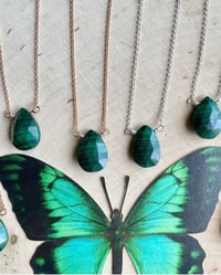 Image 3 of Simple Malachite Gem Drop Necklace