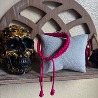Image 4 of Red Eyed Santa Muerte Magenta Bracelet 
