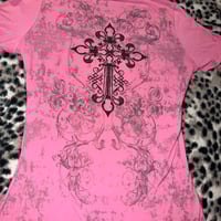 Image 3 of (xs) pink bedazzled shirt 