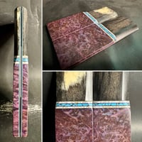 Image 1 of Giraffe Bone & Purple Redwood Burl Segmented Knife Scales