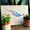 Narwhal watercolour painting 