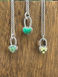 Image 2 of Variscite Heart Charm Necklace
