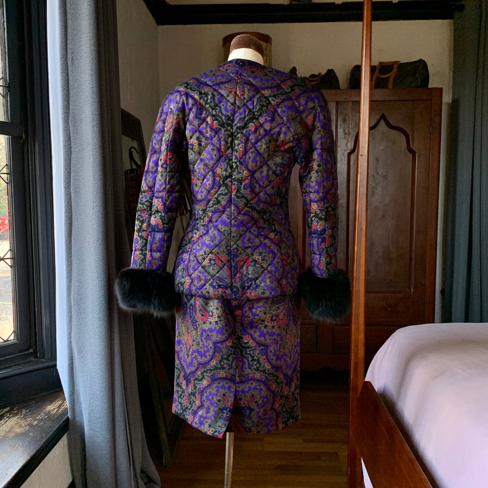 Gloria Sachs Quilted Paisley Suit Medium